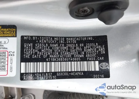 2006 Toyota Avalon Limited из США, поврежденный, VIN 4T1BK36B56U140605